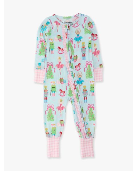 Nutcracker Wishes Convertible Ruffle One Piece Pajama, Bamboo Viscose