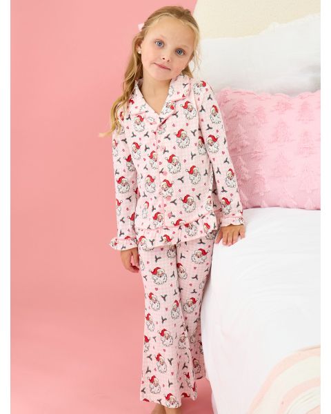 Pink Dear Santa Ruffle Flare Pajama Set