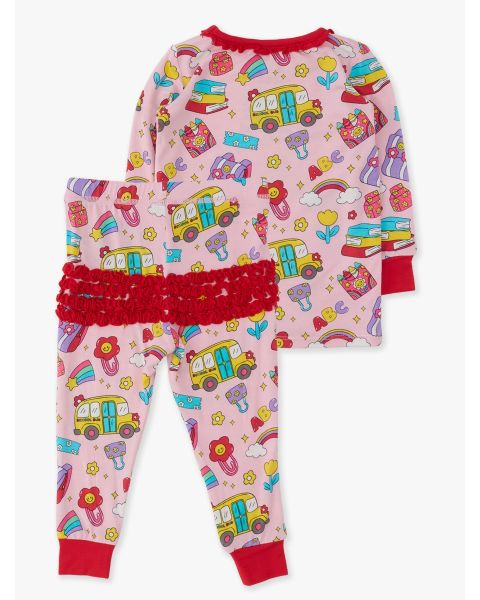 Classroom Cutie Ruffle Long Sleeve Pajama Set, Bamboo Viscose