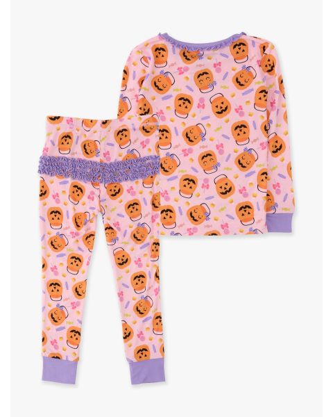 Pumpkin Boo Crew Ruffle Long Sleeve Pajama Set, Bamboo Viscose