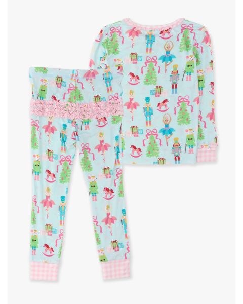 Nutcracker Wishes Ruffle Long Sleeve Pajama Set, Bamboo Viscose