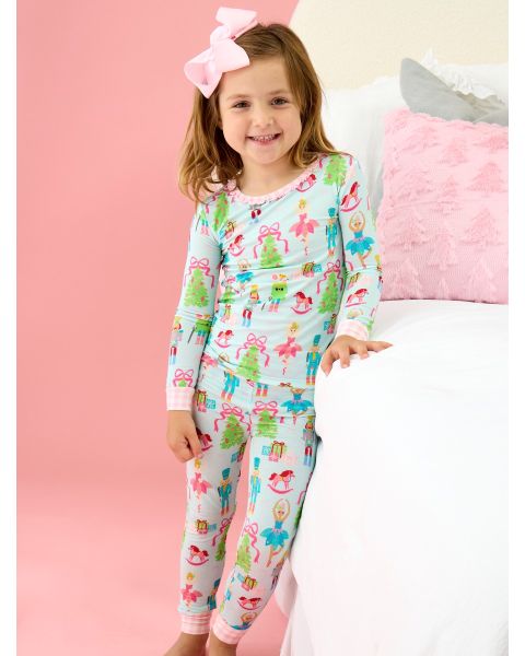 Nutcracker Wishes Ruffle Long Sleeve Pajama Set, Bamboo Viscose
