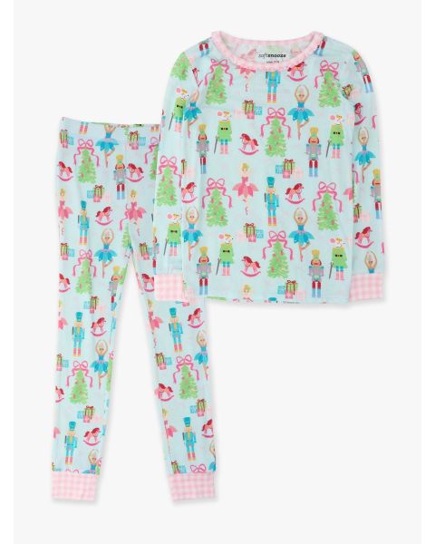 Nutcracker Wishes Girls Ruffle Long Sleeve Pajama Set, Bamboo Viscose