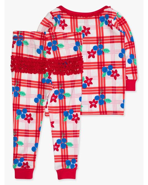 Red, White, & Blueberry Toddler Ruffle Long Sleeve Pajama Set, Modal Blend