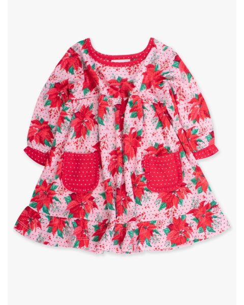 Poinsettia Wonderland Ruffle Pocket Pajama Night Gown
