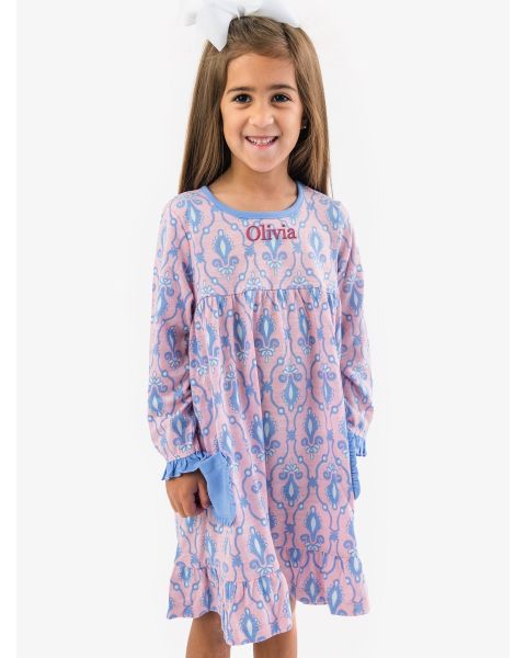 Pink Fairytale Jewels Ruffle Pocket Pajama Night Gown