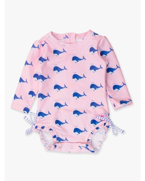 Pink Whale Friends Long Sleeve One Piece Rash Guard