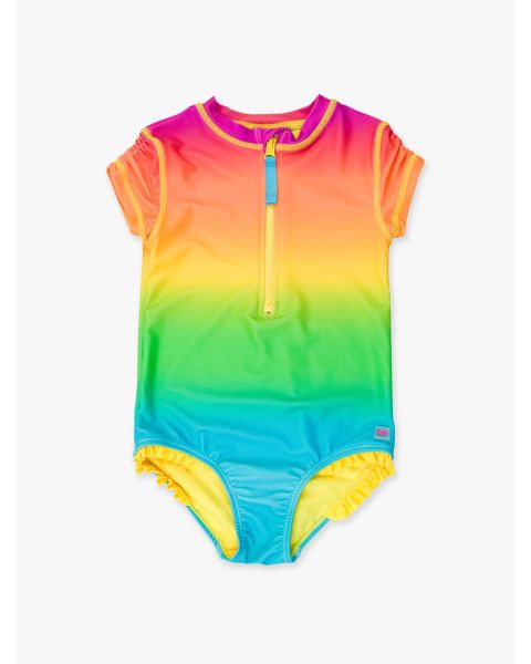 Neon Sunset Girls Short Sleeve One Piece Rash Guard