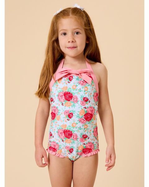 Rosy Meadow Halter One Piece Swimsuit