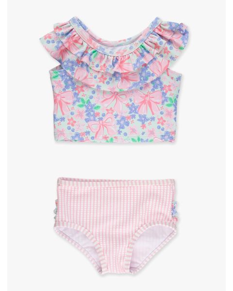 Bow Blooms Ruffle Tankini 2-Piece Swimsuit, with Signature Rear Ruffles