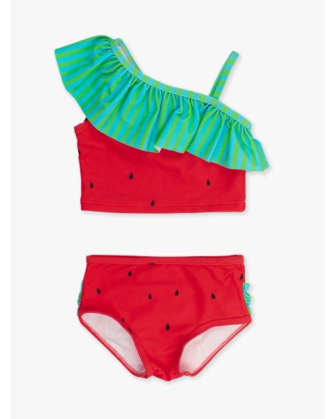 Watermelon One Shoulder Ruffle Tankini Swimsuit