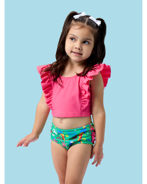 Parrot Palms Waterfall Tankini 2-Piece Swimsuit, with Signature Rear Ruffles