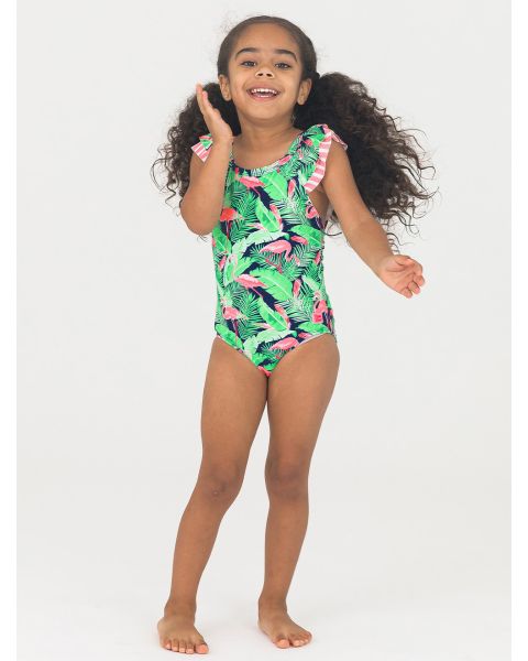 Flamingo Frenzy Ruffle V-Back One Piece