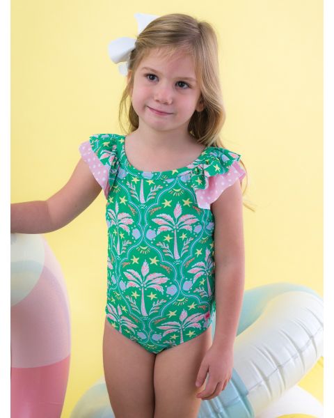 Coconut Cabana Bow V-Back One Piece Swimsuit