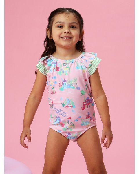 Atlantis Mermaids Bow V-Back One Piece Swimsuit
