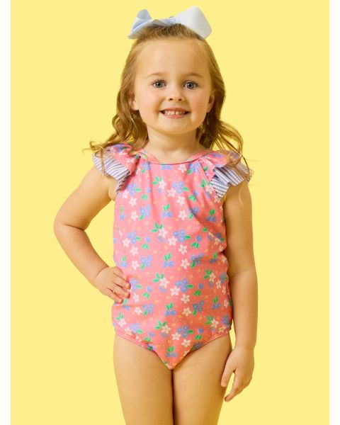 Blueberry Bliss Bow V-Back One Piece Swimsuit