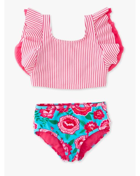 Bright Blossoms Butterfly Tankini 2-Piece Swimsuit, with Signature Rear Ruffles
