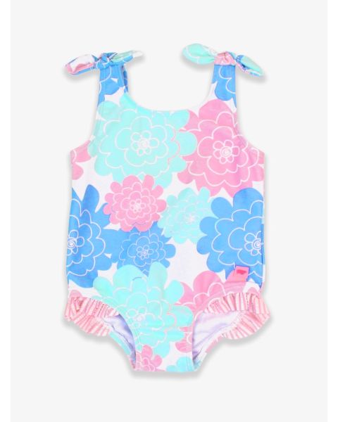 Pastel Petals Tie Shoulder One Piece