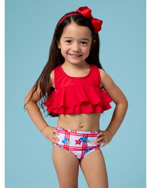 Red, White, & Blueberry Flounce Bikini 2-Piece Swimsuit, with Signature Rear Ruffles