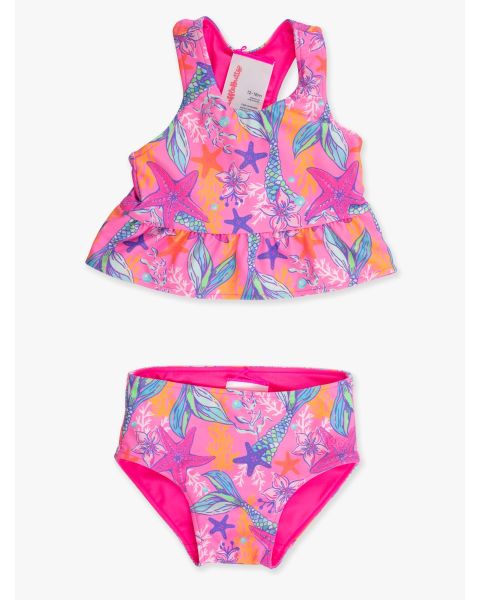 Neon Shimmer Mermaid Reversible Peplum Tankini 2-Piece Swimsuit