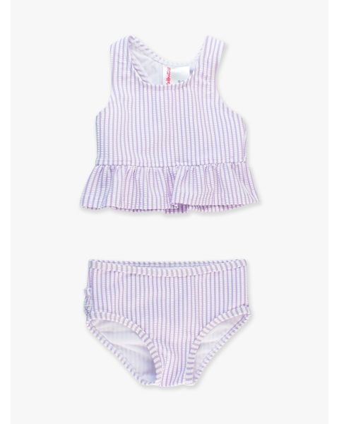 Lavender Seersucker Peplum Tankini 2-Piece Swimsuit, with Signature Rear Ruffles