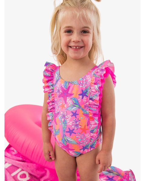 Neon Shimmer Mermaid Waterfall One Piece Swimsuit
