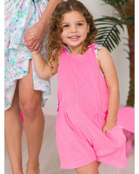 Neon Magenta Terry Cover-Up Romper