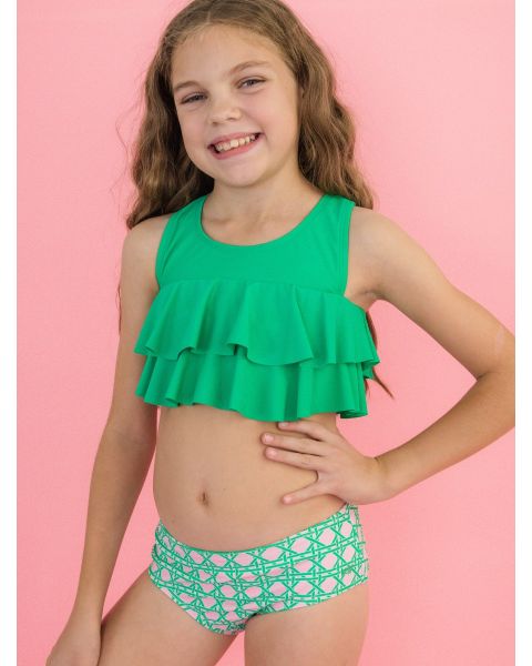 Pink Coastal Cane Flounce Bikini 2-Piece Swimsuit
