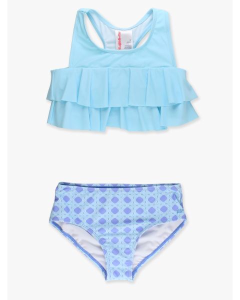Periwinkle Blue Coastal Cane Flounce Bikini 2-Piece Swimsuit