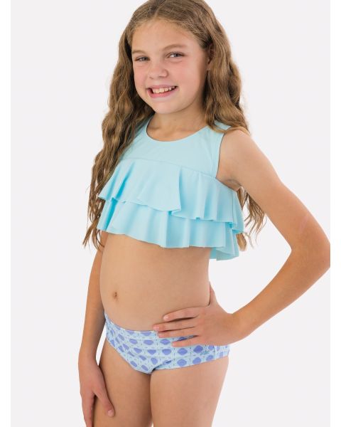 Periwinkle Blue Coastal Cane Flounce Bikini 2-Piece Swimsuit