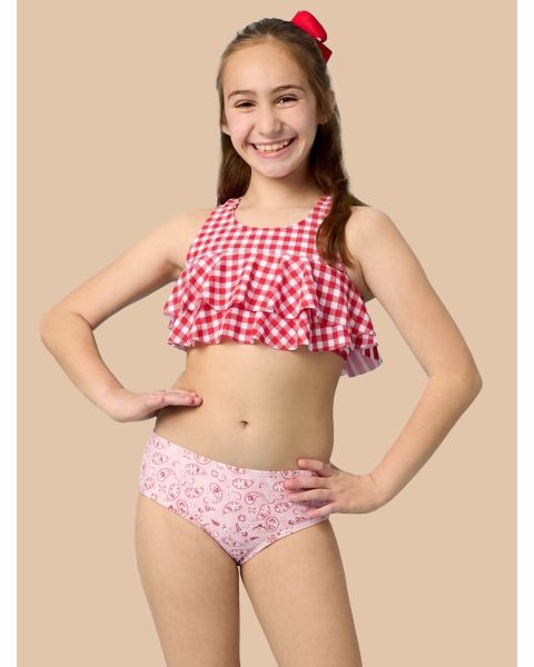 Pink Bandana Flounce Bikini 2-Piece Swimsuit