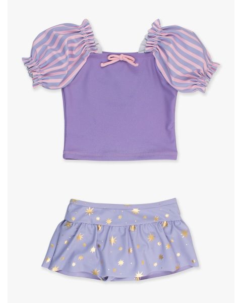 Amethyst Princess Puffed Sleeve Skirted 2-Piece Swimsuit