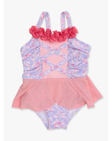 Lavender Floral Princess Dress-Up One Piece Swimsuit