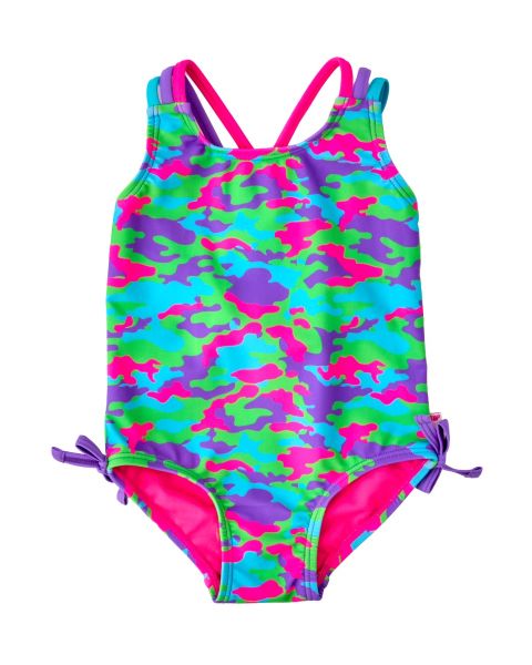Neon Camo Cross-Back One Piece Swimsuit