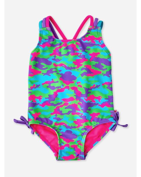 Neon Camo Cross-Back One Piece Swimsuit