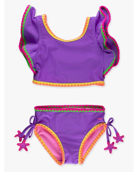 Neon Purple Crochet Detail Butterfly Tankini 2-Piece Swimsuit
