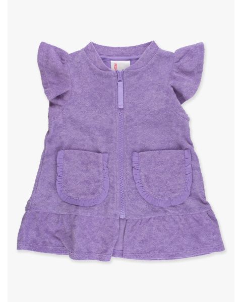 Wisteria Purple Terry Butterfly Sleeve Full Zip Cover-Up