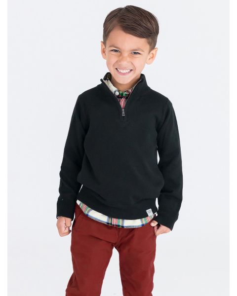 Black Quarter-Zip Sweater