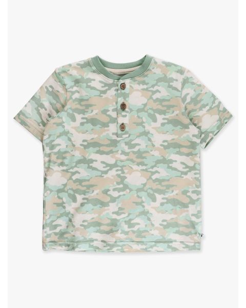 Sage Trail Camo Short Sleeve Knit Henley