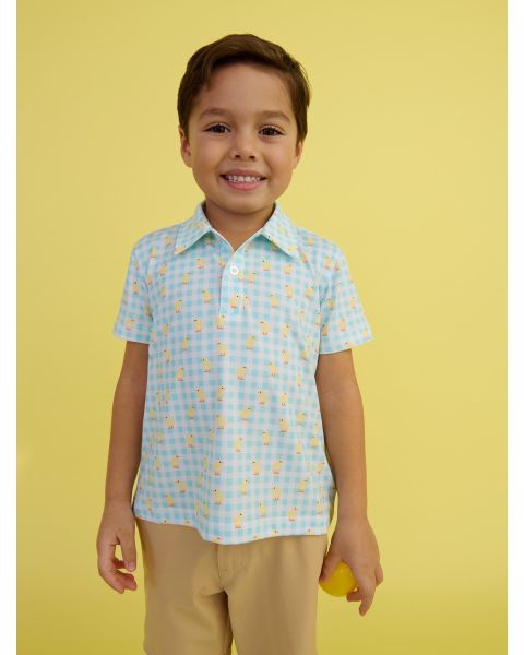 Chirping Chicks Gingham Knit Short Sleeve Performance Polo