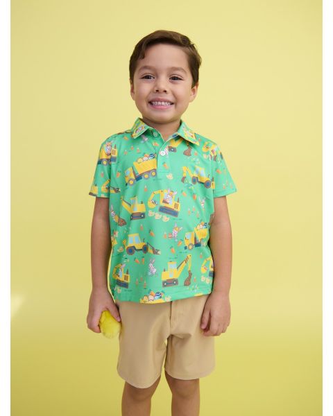 Bunny Builders Knit Short Sleeve Performance Polo