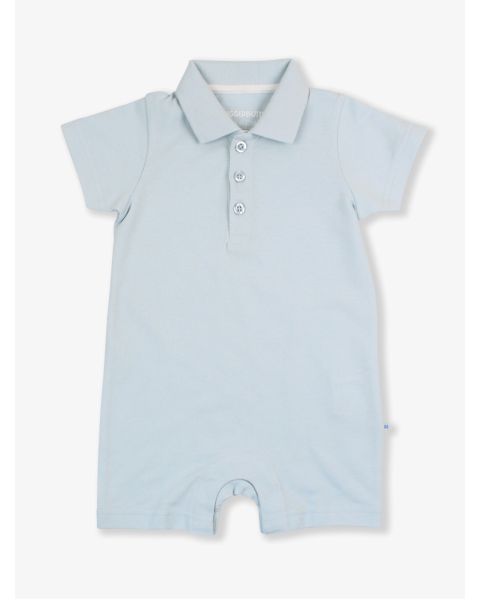 Light Blue Pique Polo Romper