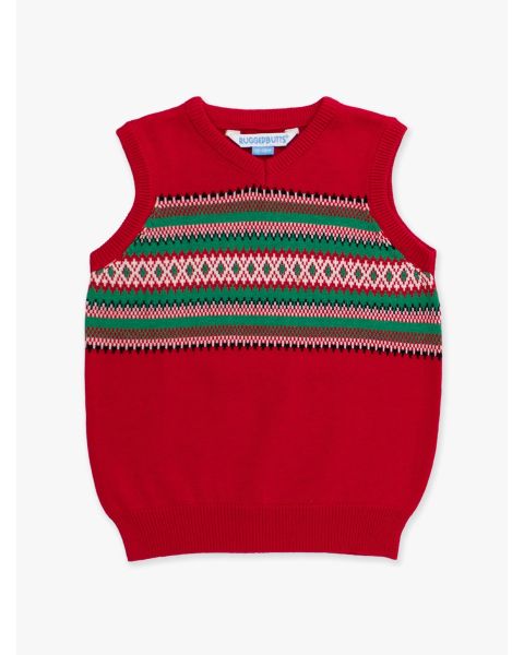 Christmas Fair Isle Red V-Neck Sweater Vest
