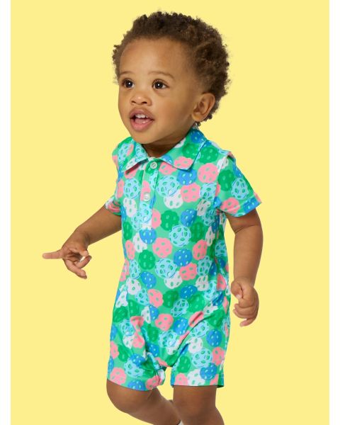 Green Pickleball Party Performance Polo Romper
