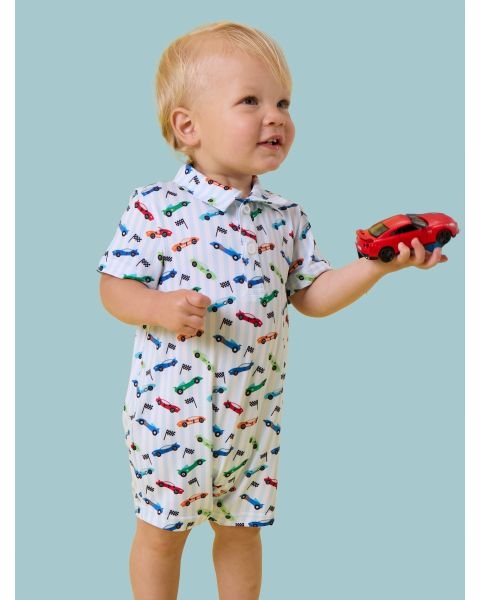 Tiny Let's Roll Performance Polo Romper