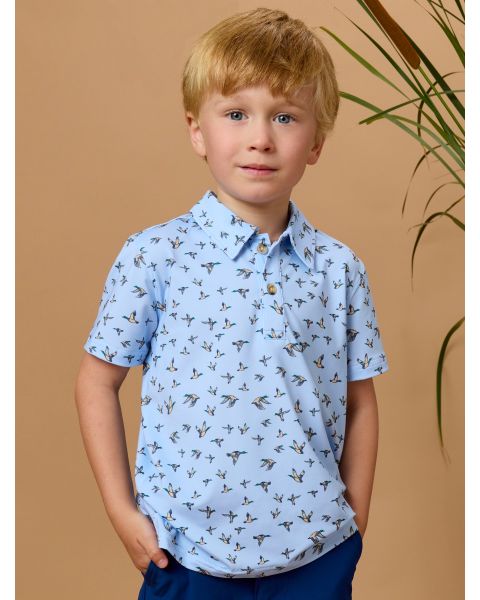 Mallard Skies Knit Short Sleeve Performance Polo