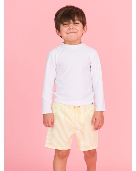 Banana Seersucker Swim Trunks