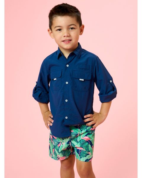 Flamingo Frenzy Swim Trunks