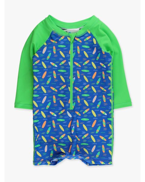Neon Surfs Up Long Sleeve One Piece Rash Guard Swimsuit