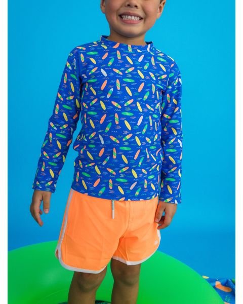 Neon Orange Performance Hybrid Dolphin Hem Swim Trunks